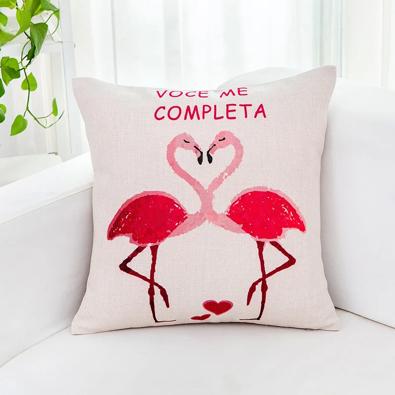 Наволочка для подушки в скандинавском стиле с рисунком фламинго тропических
