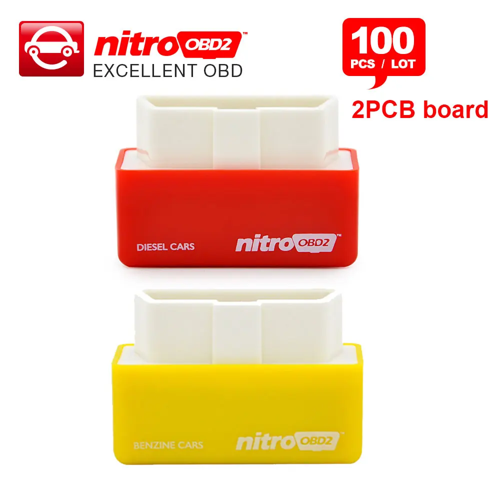 EcoOBD2 Nitroobd2 100 шт. лучшие 2PCB платы бензиновые дизельные OBDII автомобильные чипы вилка