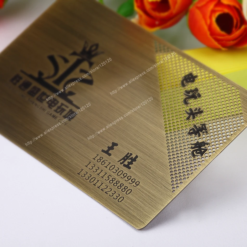 100 шт. черный металл карты матовая отделка из нержавеющей стали под заказ дизайн