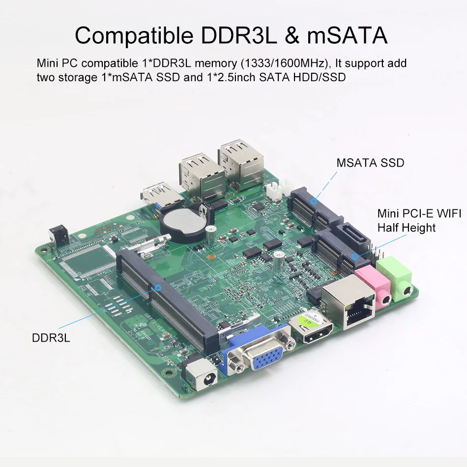 Безвентиляторный мини ПК Intel Celeron N2810 J1800 J1900 N2930 Windows 7 Мини компьютер неттоп Настольный wifi HDMI VGA USB HTPC