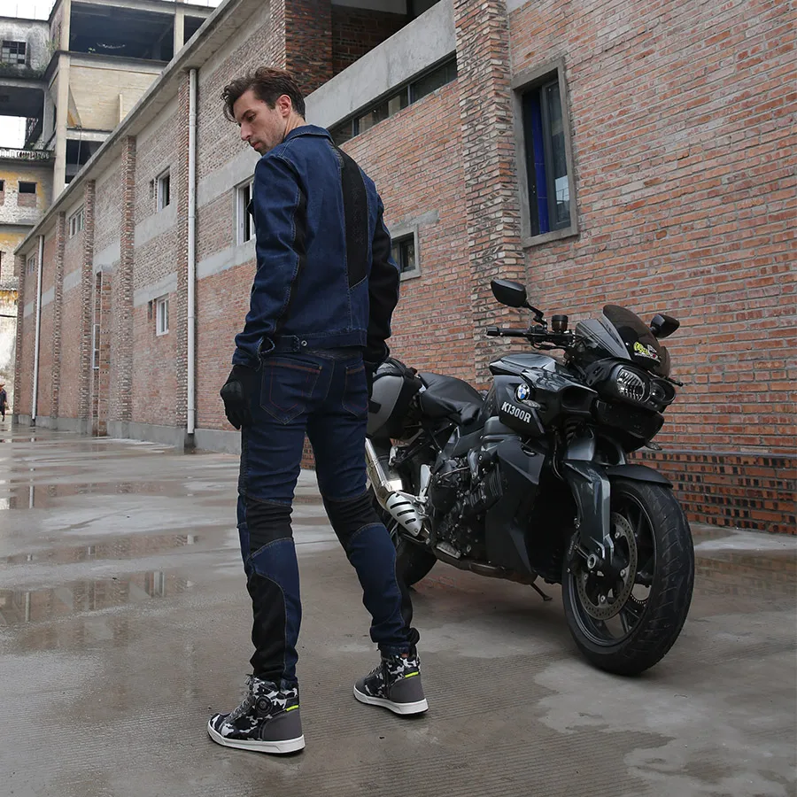 Штаны мотоциклетные SCOYCO 21 темно-синие дышащие ударопрочные брюки для езды на