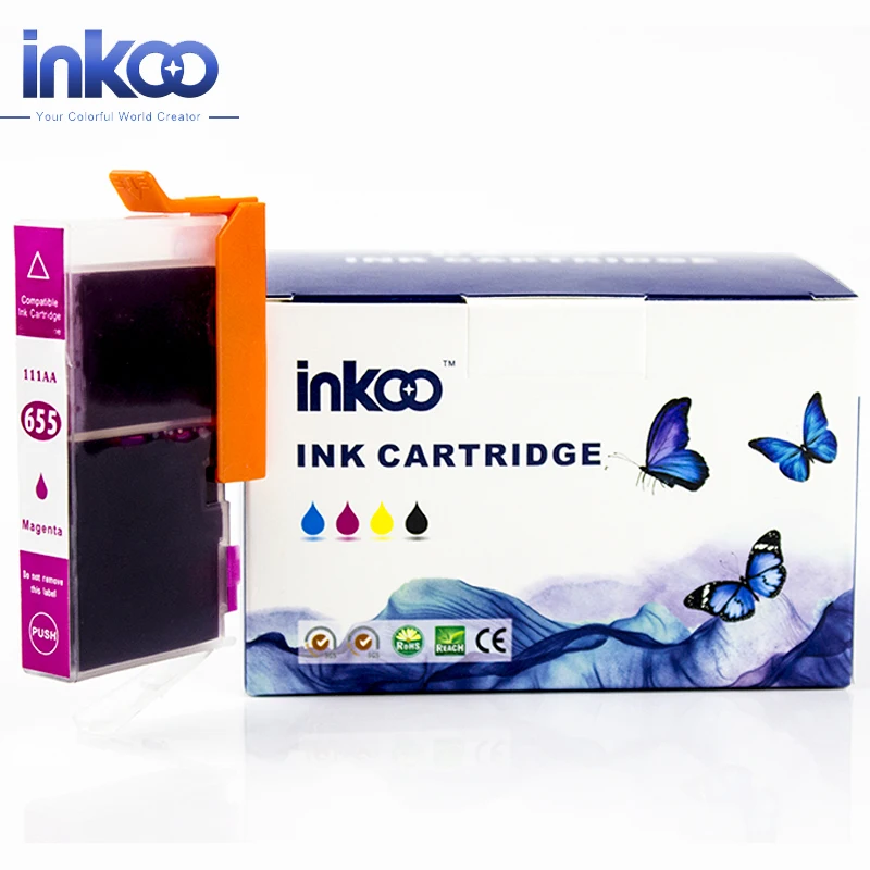 Inkoo 12 шт. для HP 655 картридж черный с чипом DeskJet Ink Advantage 3525 4615 4625 5525 6525 принтер |