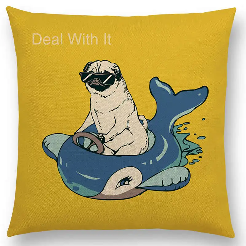 Женский чехол с забавным бульдогом интересный красочный для подушки в виде мопса