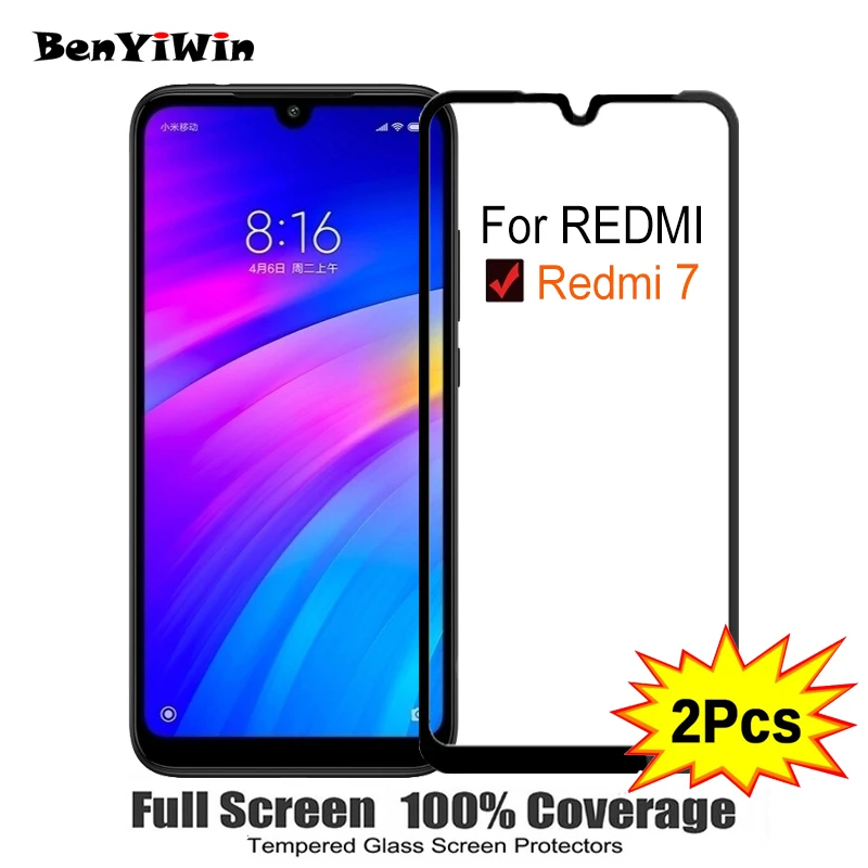 2 шт Полное покрытие экрана протектор Закаленное стекло для Xiaomi Redmi 7 6 26 &quot9 H