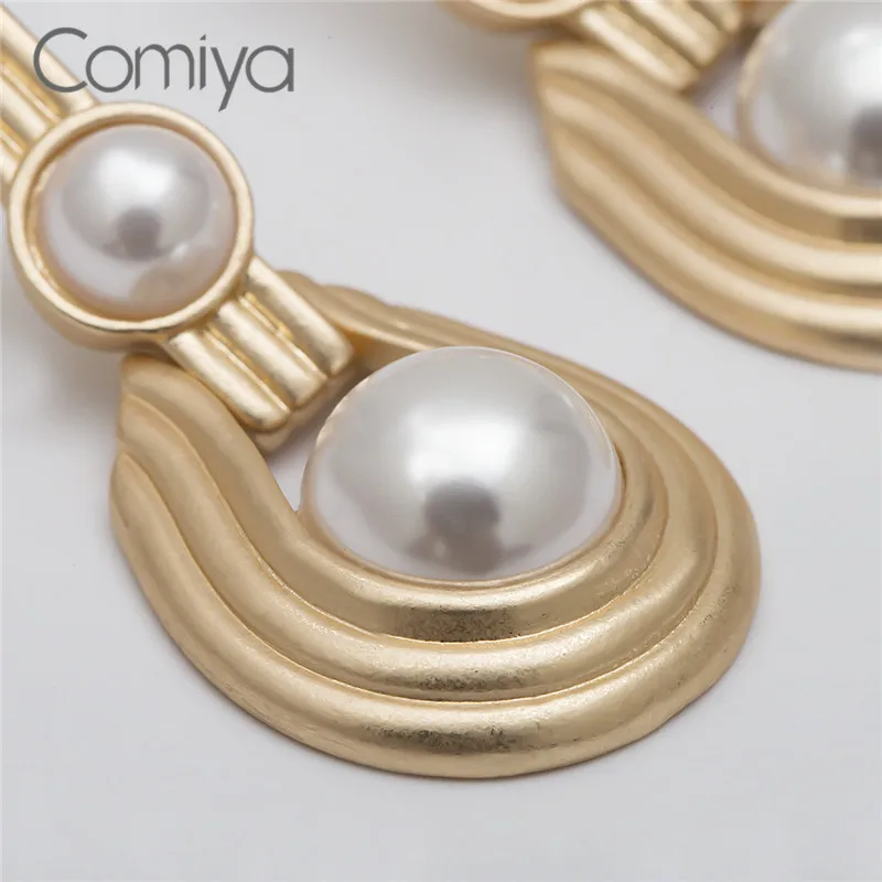 Comiya Висячие серьги для женщин круглая акриловая подвеска с жемчужиной аксессуары Корейский Золотой цветной цинк сплав длинные женские висячие серьги