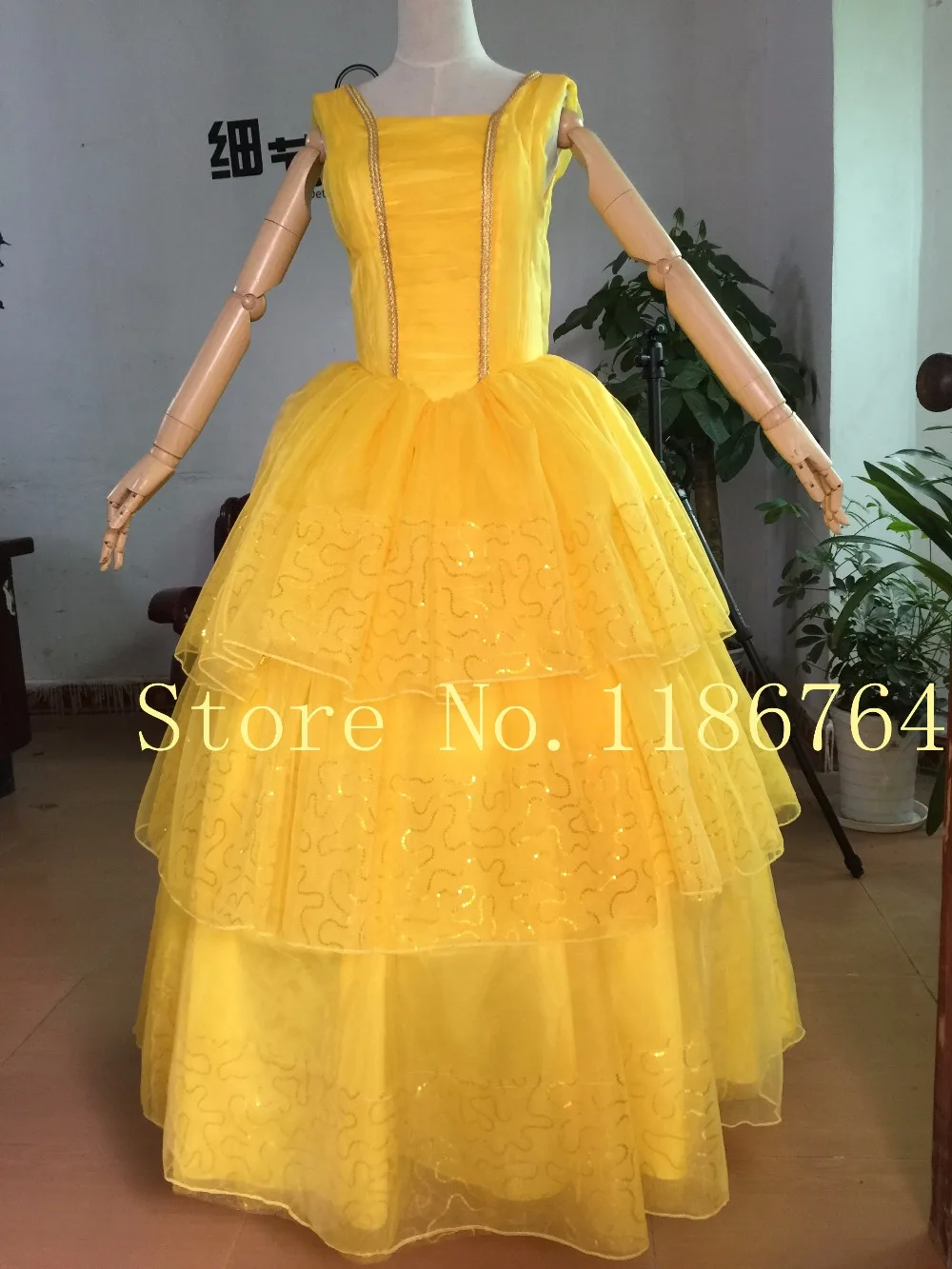 

2017 New movie Beauty and the Beast Movie Princess Belle Emma Watson cosplay costume Halloween Belle dress adults Custom made