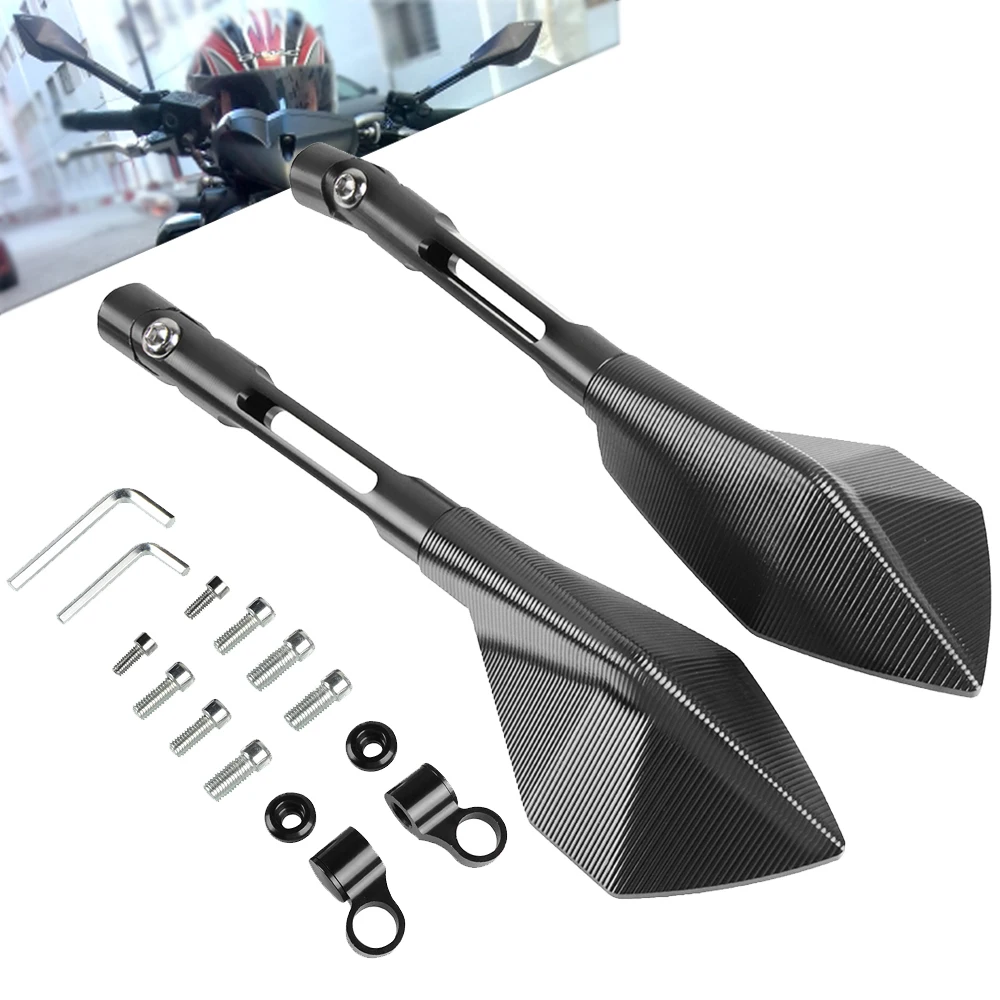 

8mm 10mm CNC Aluminum Motorcycle Mirror Rearview Rear View Side Mirrors Motorbike For Kawasaki ZX-14R ZX-10R ZX6R ZX12R Z900RS