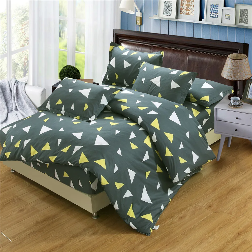 Modern Plaid Bedding Sets green Geometric figure Twin Full Queen King Size Duvet Cover fitted Sheet Pillowcases 4pcs boy gift | Дом и сад