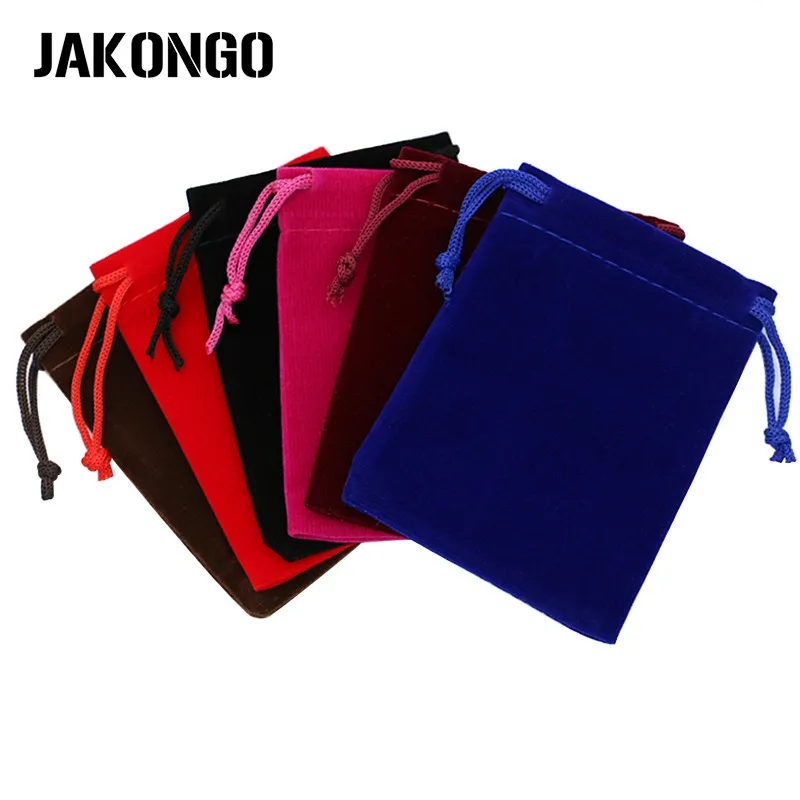 JAKONGO 10pcs/lot 7X9cm 9X12cm Velvet Jewelry Packaging Display Bags &amp Pouches Drawstring Packing Gift 6 Colors | Украшения и