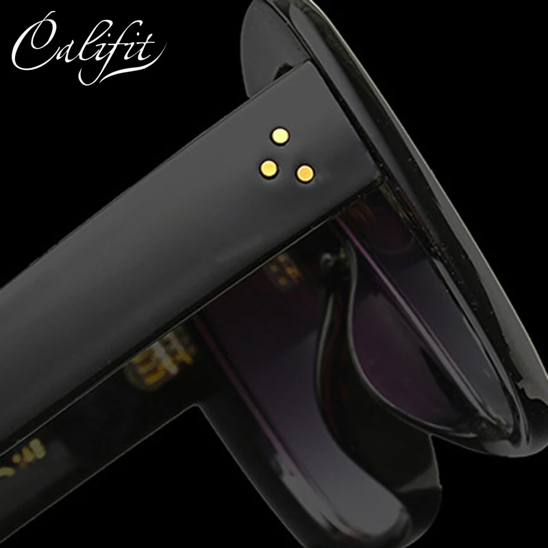 CALIFIT модные трендовые солнцезащитные очки оверсайз с заклепками квадратная