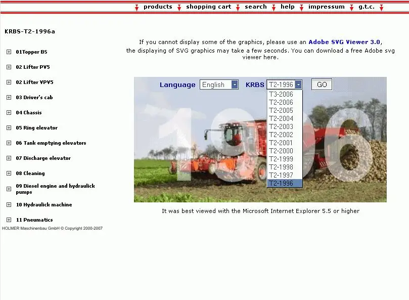 

Каталог запасных частей Holmer