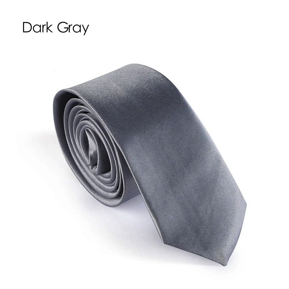 dark grey Горячие Модные мужские галстуки твердые тонкие простые обтягивающие модные повседневные шеи галстук вечерние деловые свадебные шелковые галстуки одежда аксессуар - Цвет: dark grey