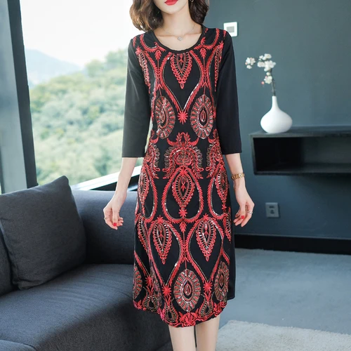Китайское платье с вышивкой для женщин Весна офисные женские туфли vestido de festa