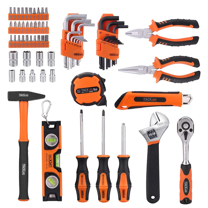 TACKLIFE HHK2A Advanced 68 шт. набор инструментов для дома Полный домашний ручной инструмент в чехол для хранения