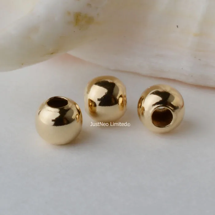 Твердые Бесшовные Круглые бусины из 18-каратного золота полированные желтые