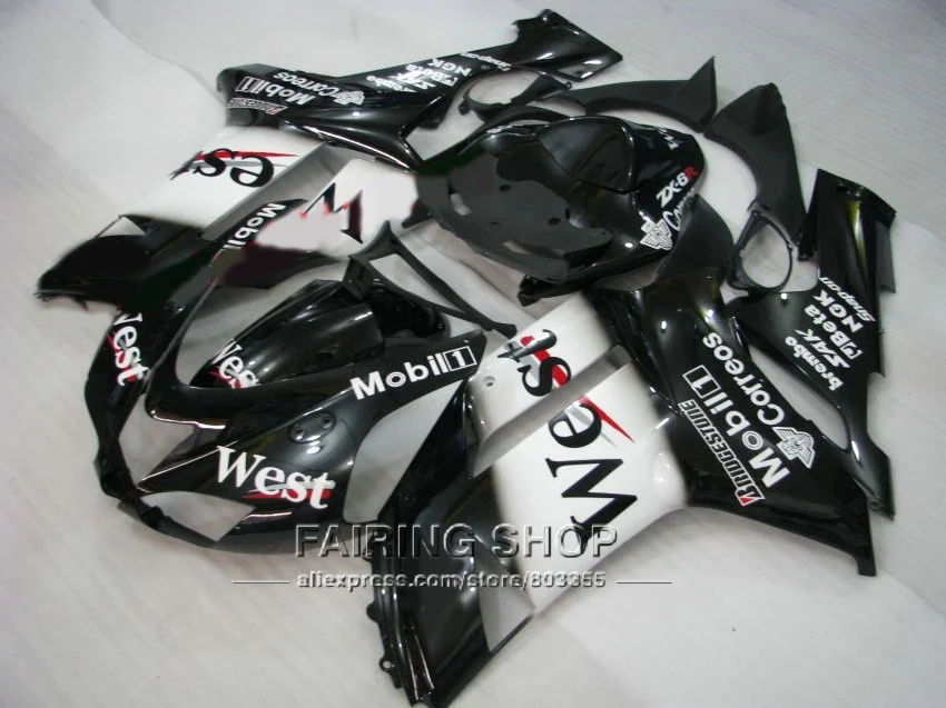 Zx6r 2008 08 07 2007 обтекатель комплект для Kawasaki ninja (WEST наклейка) литьем под давлением Обтекатели g04|Полные