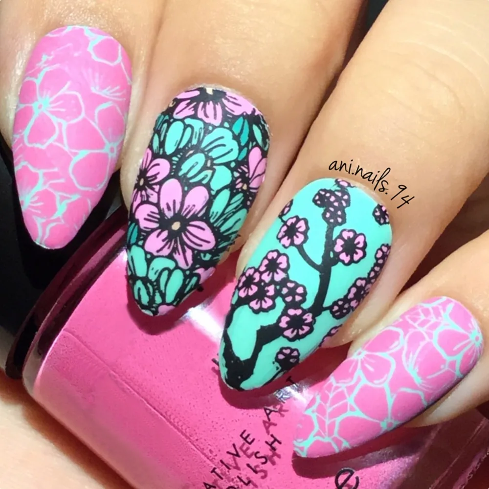 

BeautyBigBang Nail Art Stamping Plate 6*12cm Butterfly Flower Style Image Stainless Steel Vintage Stencil Stamping Template
