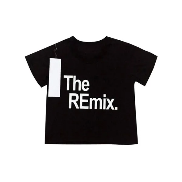 the remix black Новые летние одинаковые комплекты одежды для всей семьи футболки для мамы, папы и ребенка одежда для семьи Детские футболки для мальчиков, детские футболки топы для девочек - Цвет: the remix black