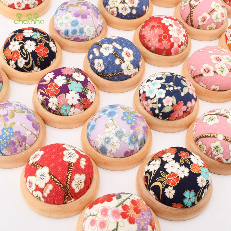 

Chainho,Wooden Base Needle Cushion/Pad With Printed Floral Pattern Fabric Cover/Accessory Tools for DIY Sewing/Needlework