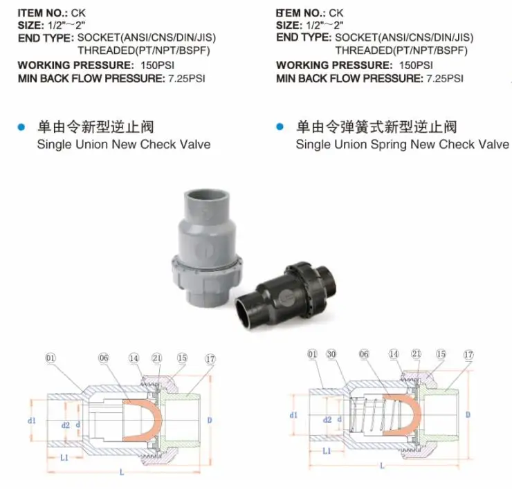 1 шт. проверочный клапан НПВХ сантехника фитинги из ПВХ соединитель водяного