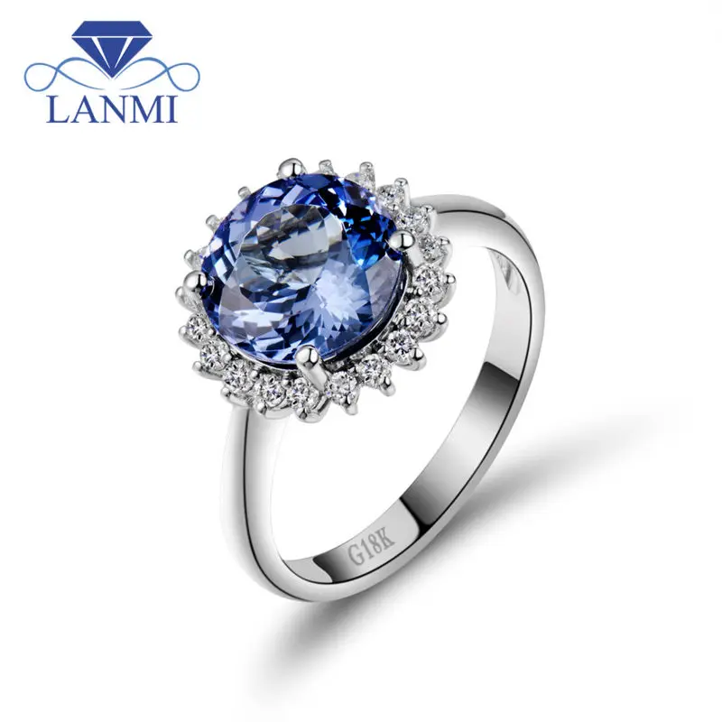 Натуральный бриллиант ААА циркониевое кольцо 18 кт белое золото Помолвочное 7 мм