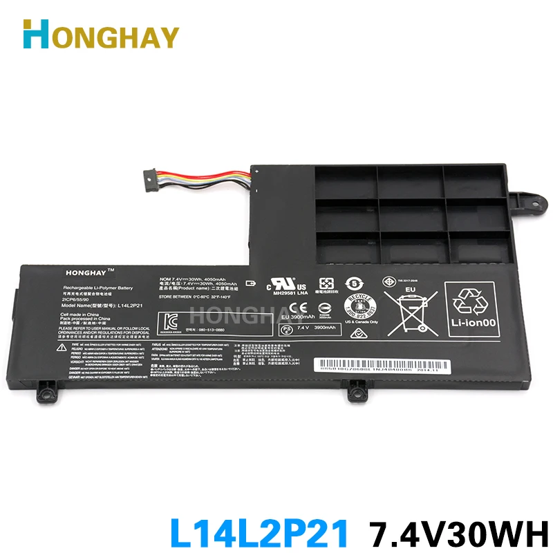 HONGHAY L14L2P21 Аккумулятор для ноутбука LENOVO Yoga 500 14ISK S41 70 75 70AM IFI L14M2P21 2ICP6/54/90|laptop battery for