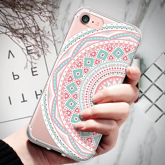 Мягкий ТПУ чехол для телефона для Iphone 4, 4S, 5, 5S, 5C, SE, 6, 6 S, 7, 8 Plus, X, XR, XS, Max, мандала, Цветочный, этнический узор, силиконовый чехол