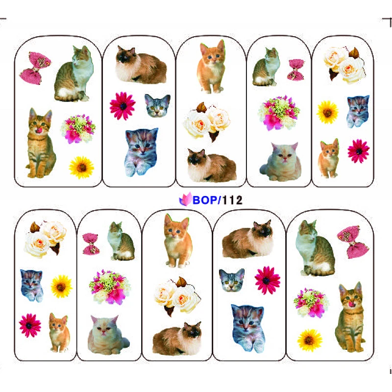 Uprettego переводная наклейка для ногтей слайдер кошек собак кроликов белка птица