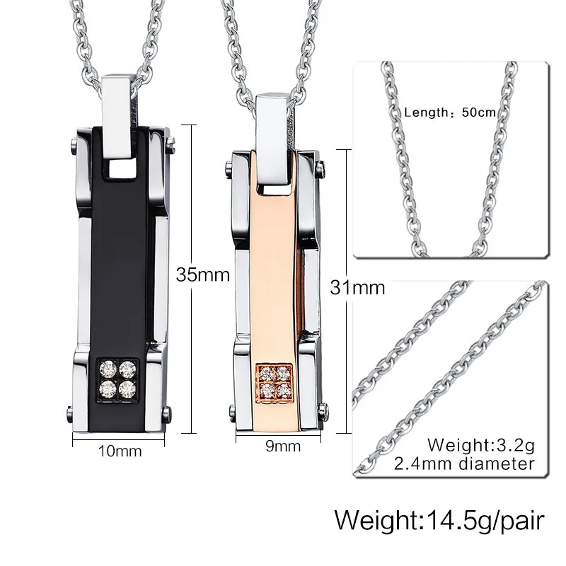 Высшее качество Модная бижутерия ожерелье с цирконом для пары подвески женщин и