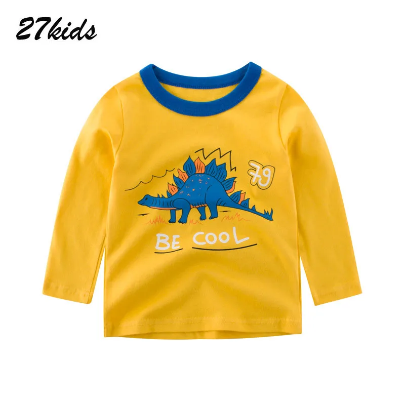 3770 yellow 27 детей г. Летние футболки для девочек, одежда хлопковые детские футболки с длинными рукавами и рисунком динозавра Детские футболки высокого качества для девочек - Цвет: 3770 yellow