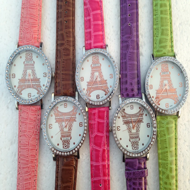2017 Горячие Модные женские кварцевые часы повседневные с изображением башни со