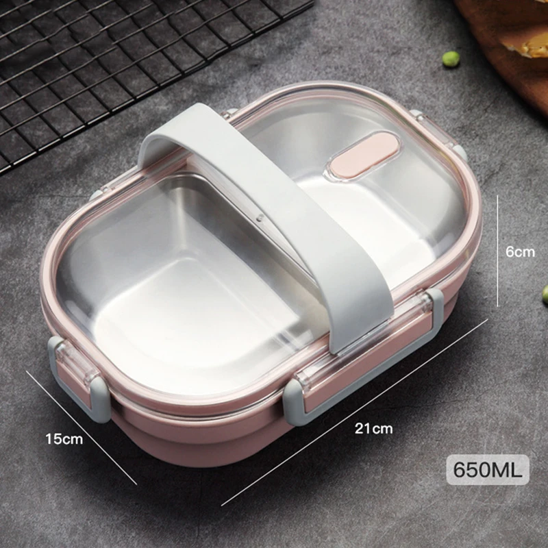 Портативный Ланч-бокс с 2 отделениями контейнер из нержавеющей стали 304 для еды