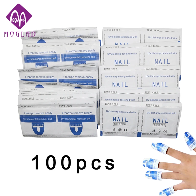 Moglad 100 шт./лот Гель-лак для ногтей Фольга снятия лака обертывания с коробкой УФ