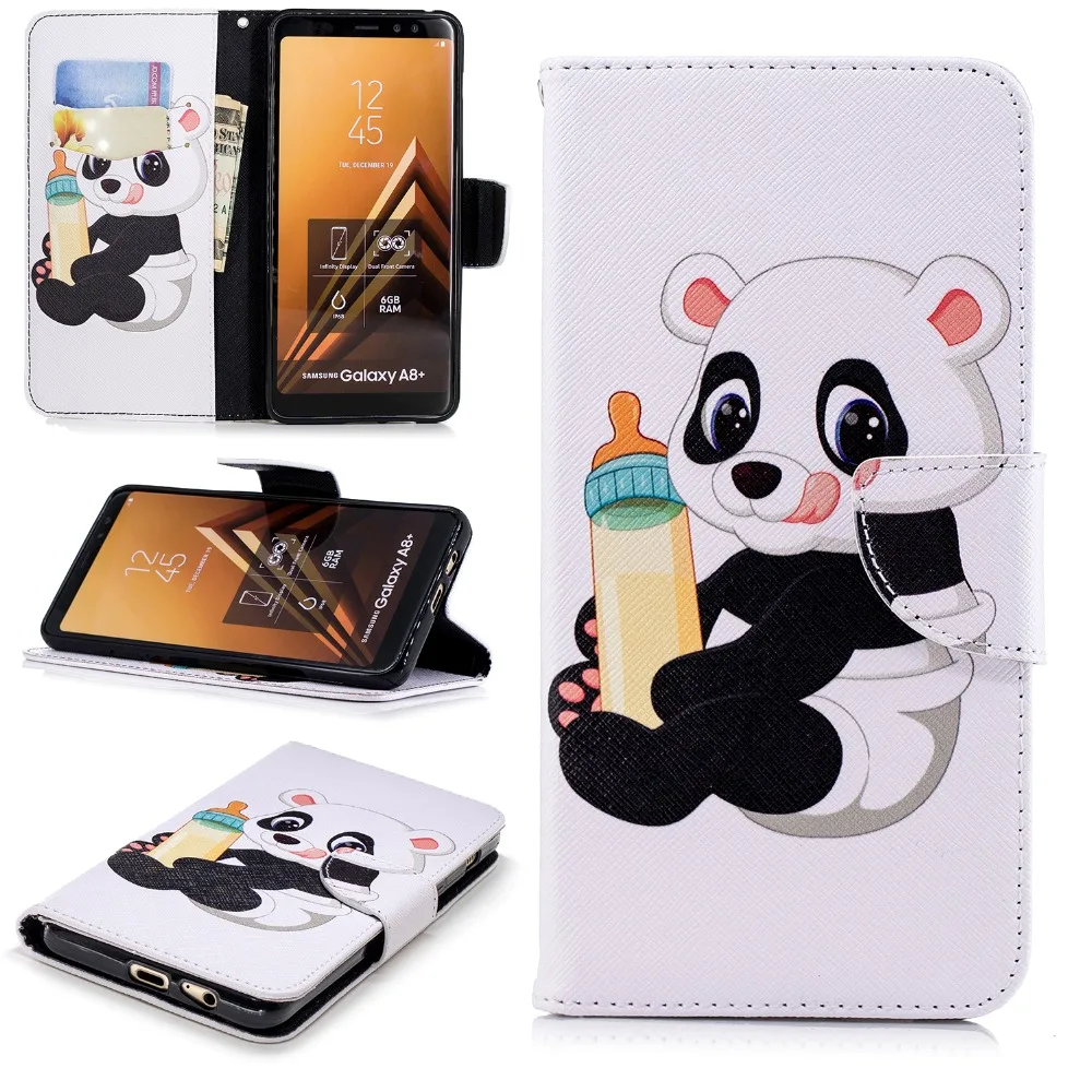 SjuzzyU Anti-knock PU Leather Case For Samsung Galaxy A8 plus 2018 Covers card bag Flip cases funda | Мобильные телефоны и