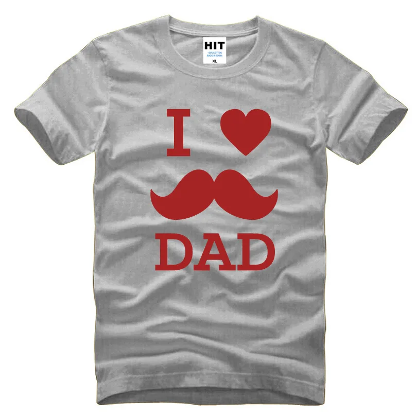 Мужская футболка с принтом I LOVE DAD хлопковая коротким рукавом и круглым вырезом
