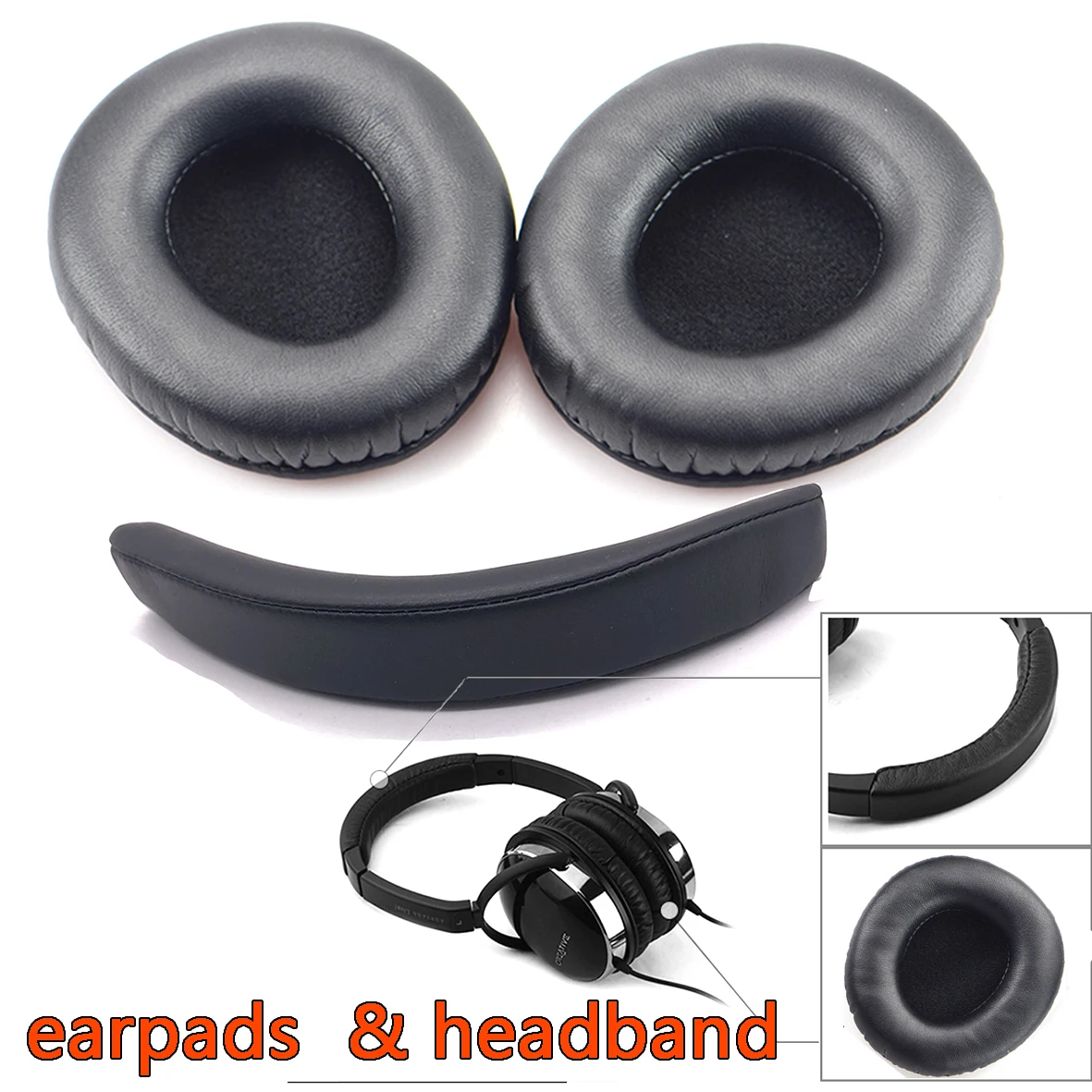 earpad with badn Сменные амбушюры для наушников, подушечки для подушек, оголовье, запасные части, поролоновый чехол для креативных наушников Aurvana Live1, головная повязка - Цвет: earpad with badn