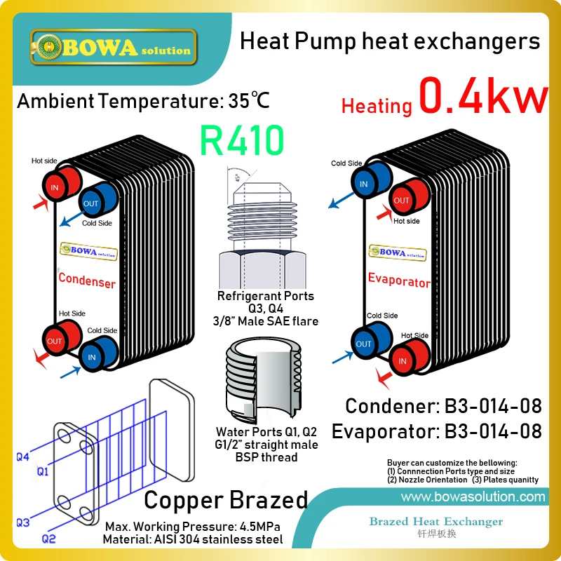 

Испаритель и конденсатор R410a, 340 ккал, предназначены для охлаждения воды тепловым насосом, чтобы по запросу получить охлажденную или горячую...
