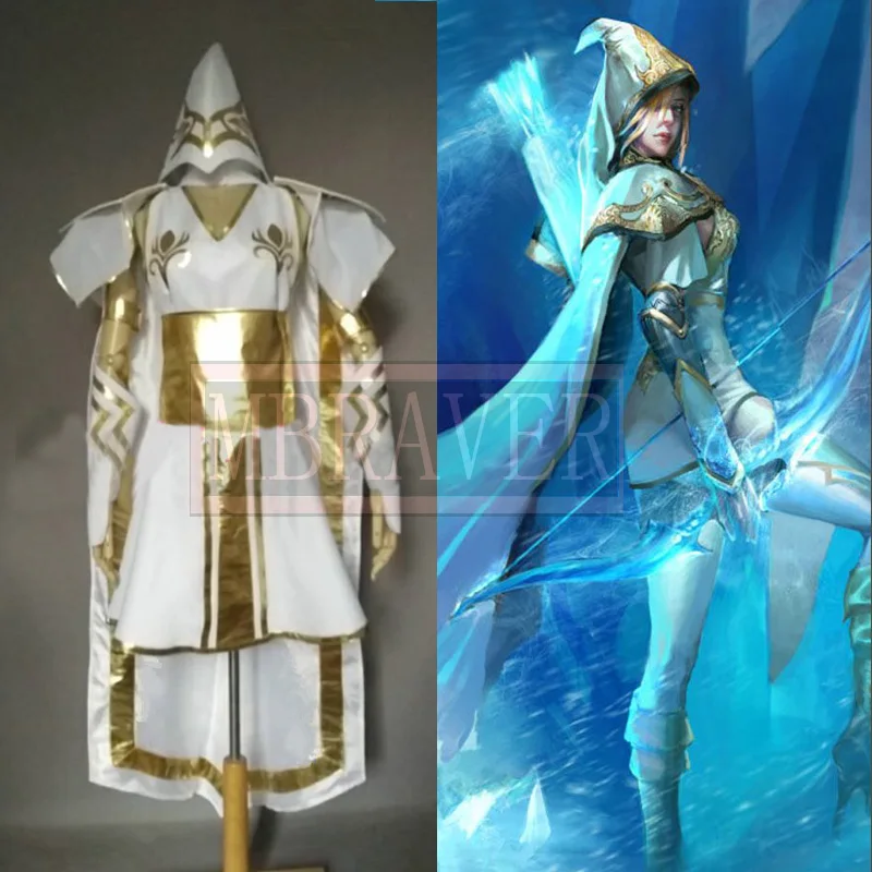 

Костюм для косплея LOL league Ashe Iceshooter, белая версия