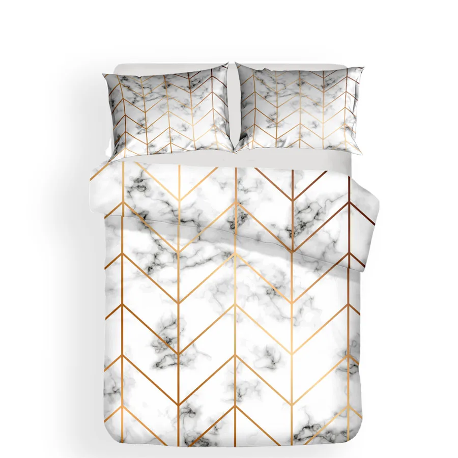 

HELENGILI 3D Bedding Set Geometric Marble Print Duvet Cover Set Bedcloth with Pillowcase Bed Set Home Textiles #JH-07