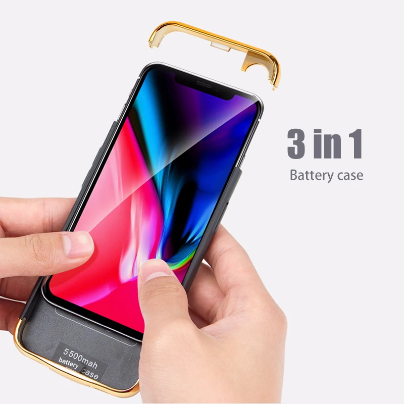 3 в 1 чехол для зарядки аккумулятора для IPhone X, перезаряжаемый внешний портативный чехол для зарядного устройства, чехол для i 10