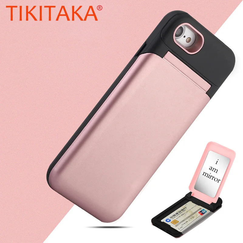Зеркальный флип-чехол для iphone X, 8, 7, 6, 6s Plus, Fundas, многофункциональный кошелек, подставка, держатель, чехол, макияж, чехол для телефона, s+ отделения для карт, Coque