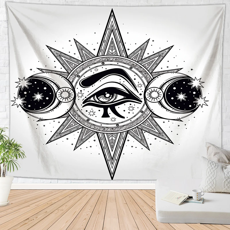 sun moon hippie wall tapestry witchcraft blanket boho decor rug gothic home decoration cloth | Дом и сад