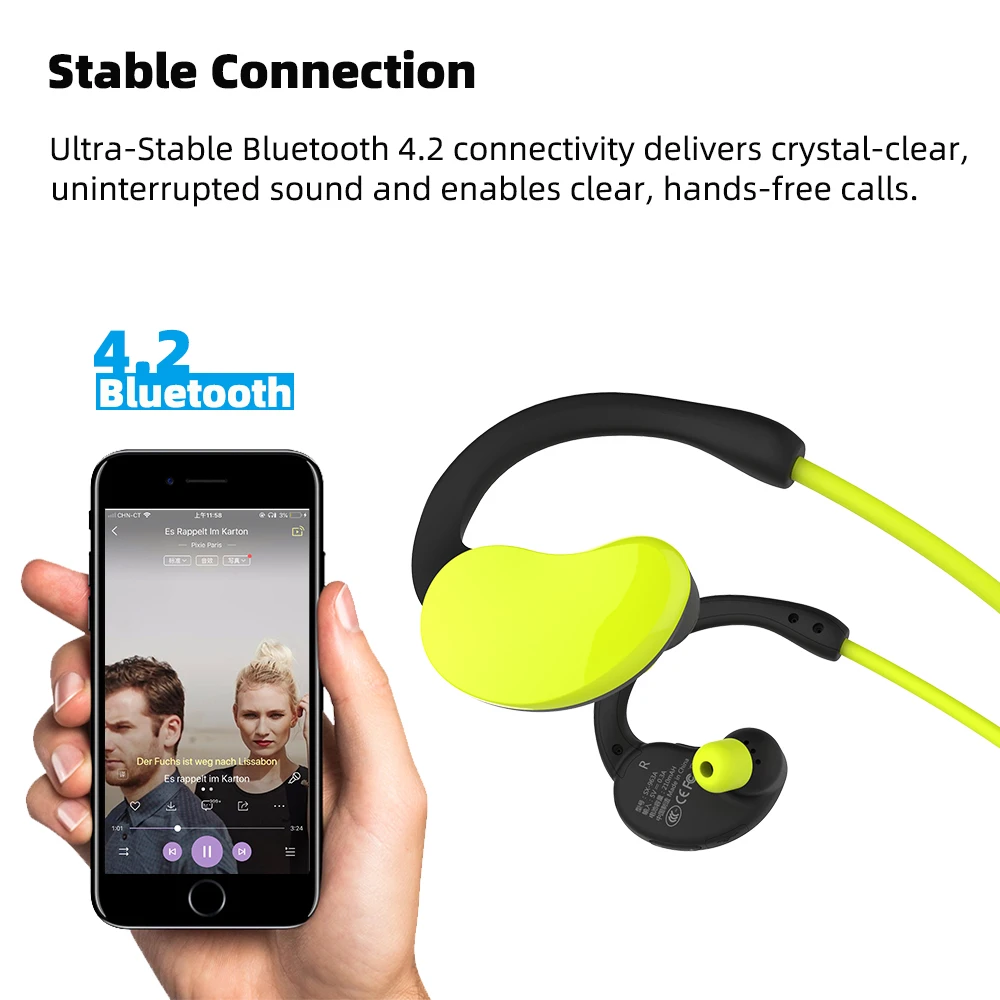 Ralyin Bluetooth наушники 32 Гб беспроводные IPX6 водонепроницаемые спортивные