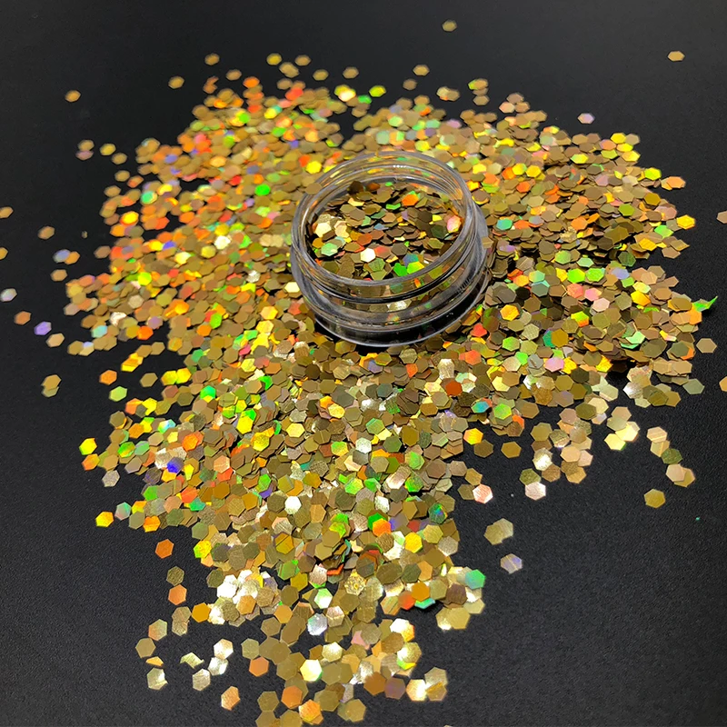 Новый лазерный голографический объемный блеск золотого цвета для лица тела