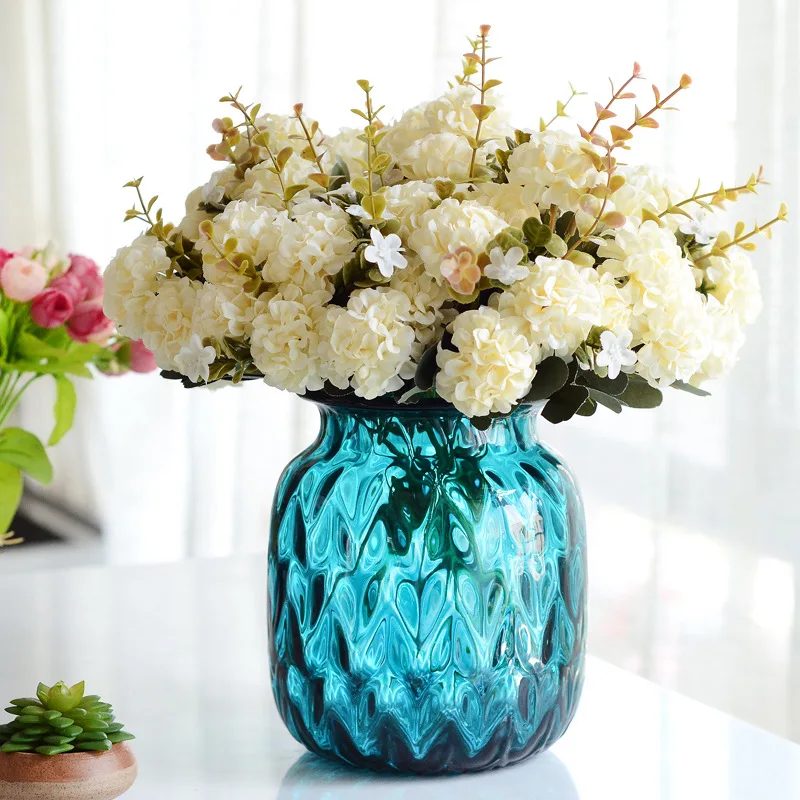 Искусственные 10 головок букет хризантем фотоцветочные цветы листья Декор для