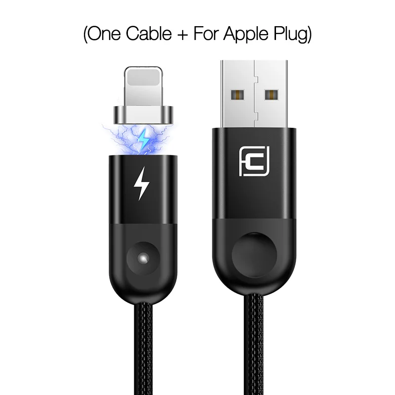 Black for iPhone Cafele 1 м светодиодный магнитный USB кабель для iPhone Xs Max X 8 7 6 usb type-C кабель Micro USB кабель для samsung Xiaomi huawei USB-C - Цвет: Black for iPhone
