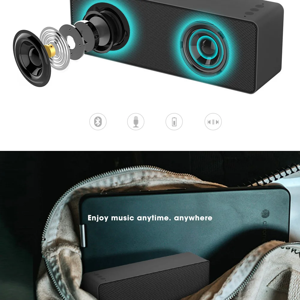 CBAOOO F2 Bluetooth Динамик Портативный Беспроводной Динамик звук Системы 3D стерео для объемного звучания музыки Поддержка Bluetooth микрофона TF AUX USB