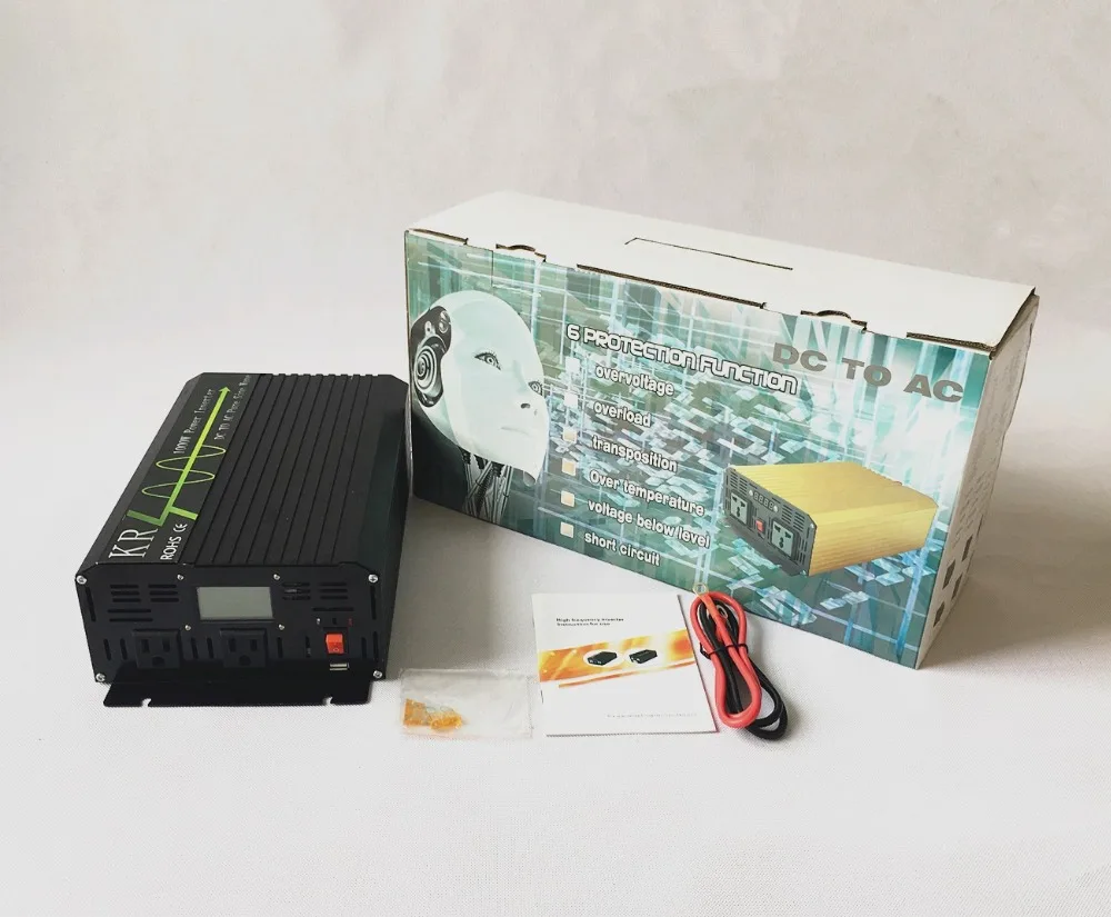 Автомобильный инвертор 1000 Вт пик 2000 Чистая Синусоидальная волна 12 В/24 В/48 В до 100