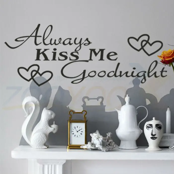 Съемная виниловая настенная наклейка с надписью Always kiss me GOODNIGHT | Дом и сад