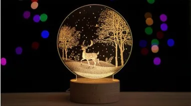 Красный 3D светодиодный Ночной светильник, рождественский подарок для детей, лампа, светильники, астронавт, олень, прикроватная лампа, украшение дома, лампа - Испускаемый цвет: Красный